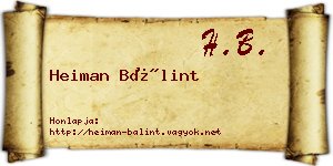 Heiman Bálint névjegykártya