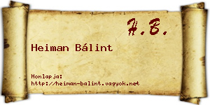 Heiman Bálint névjegykártya